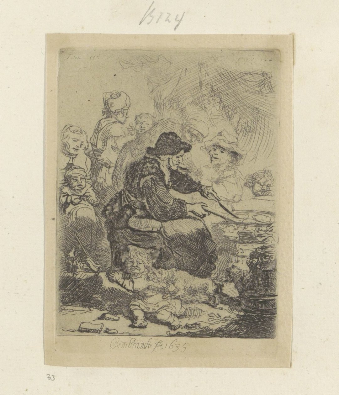 Pannekoekenbakster Seksen beş orijinal baskının toplanması (seri başlığı) by Rembrandt van Rijn