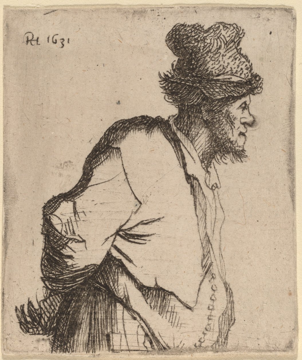 Elleri Arkasında Köylü by Rembrandt van Rijn