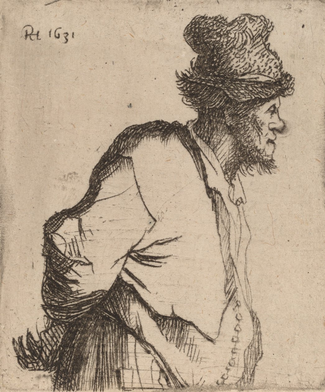 Elleri Arkasında Köylü, 1631. by Rembrandt van Rijn