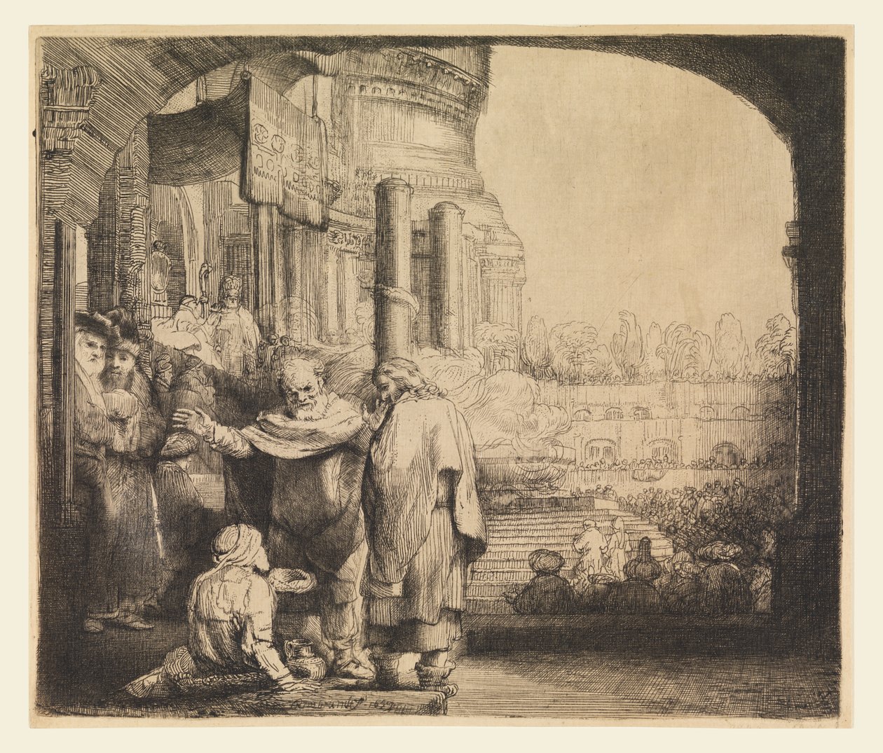 Peter ve John Tapınağın Kapısında by Rembrandt van Rijn