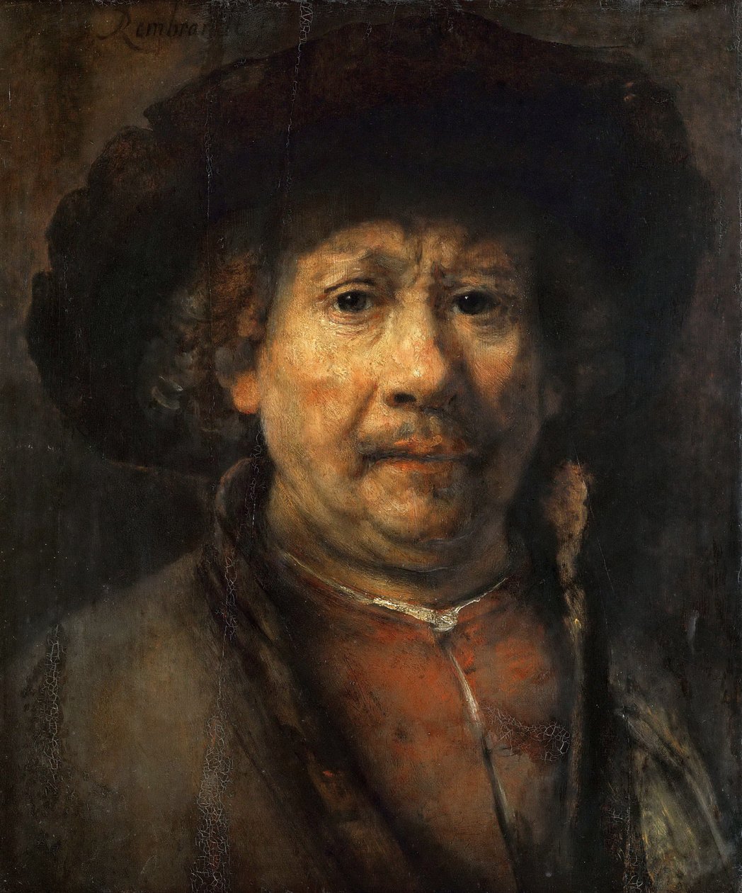 Petit autoportrait - Küçük Otoportre, Rembrandt van Rhijn (1606-1669). Ahşap üzerine yağlı boya, yaklaşık 1657. Ebat : 48x40,6 cm. Sanat Tarihi Müzesi, Viyana by Rembrandt van Rijn