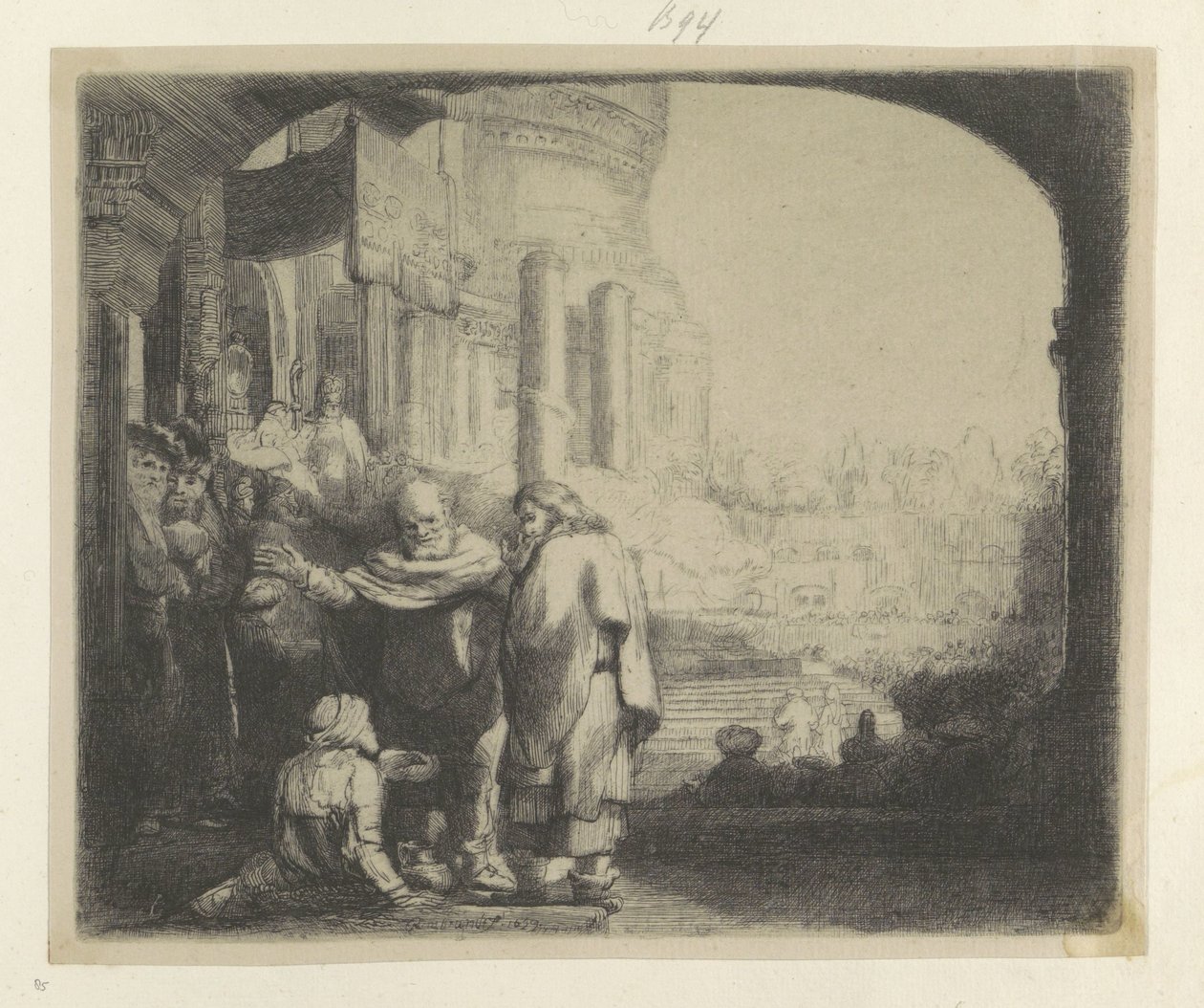 Peter ve John, Temple Gate Recueil de quatre-vingt-cinq estampes orijinallerinde bir sakatı iyileştiriyor (dizi başlığı) by Rembrandt van Rijn