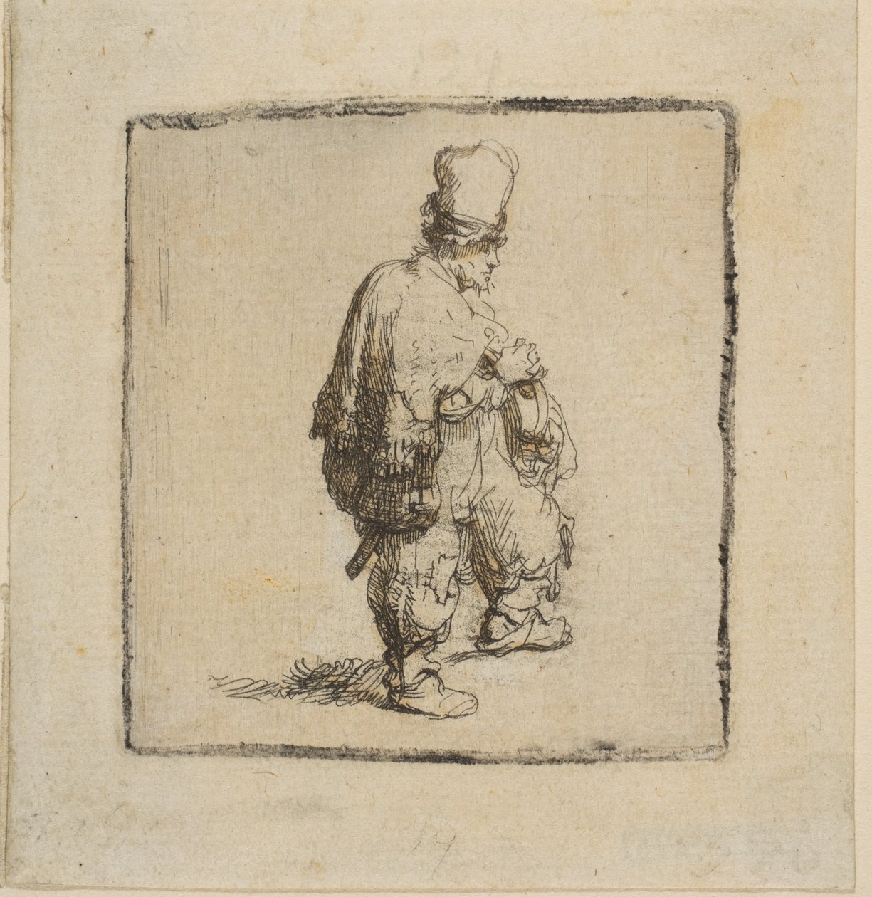 Polonyalı Kolları Katlanmış Ayakta, 1630-40. by Rembrandt van Rijn