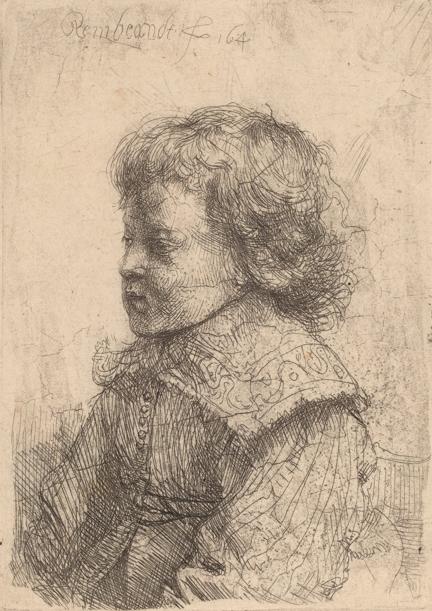 Profildeki Bir Çocuğun Portresi, 1641. by Rembrandt van Rijn