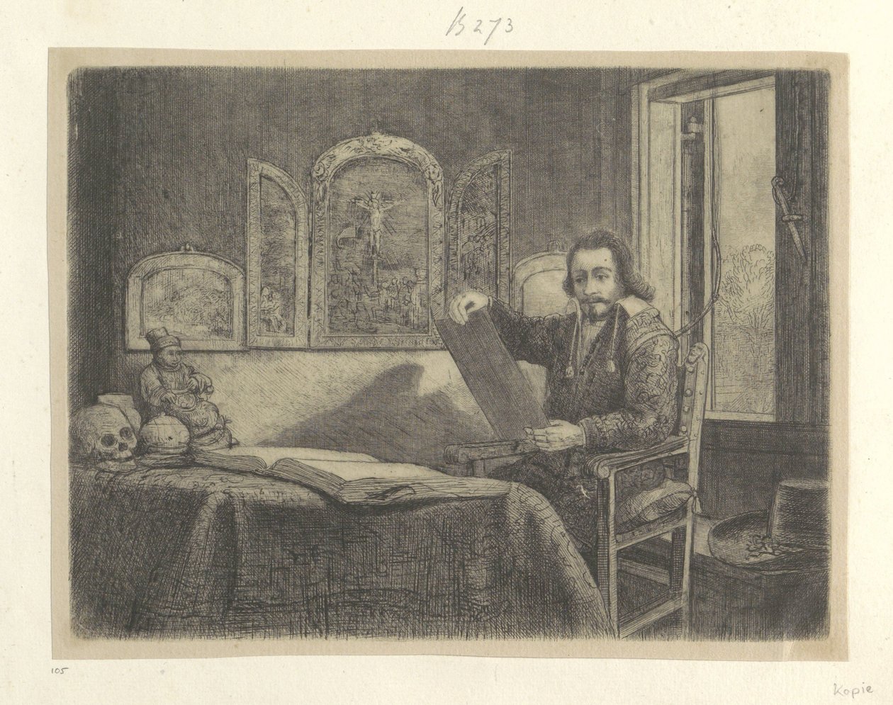 Portret van de apotheker Abraham Francen Seksen beş orijinal baskıdan oluşan koleksiyon (seri başlığı) by Rembrandt van Rijn