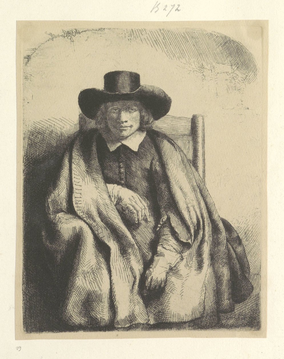 Portret van de prentverkoper Clement de Jonghe Seksen beş orijinal baskının toplanması (seri başlığı) by Rembrandt van Rijn
