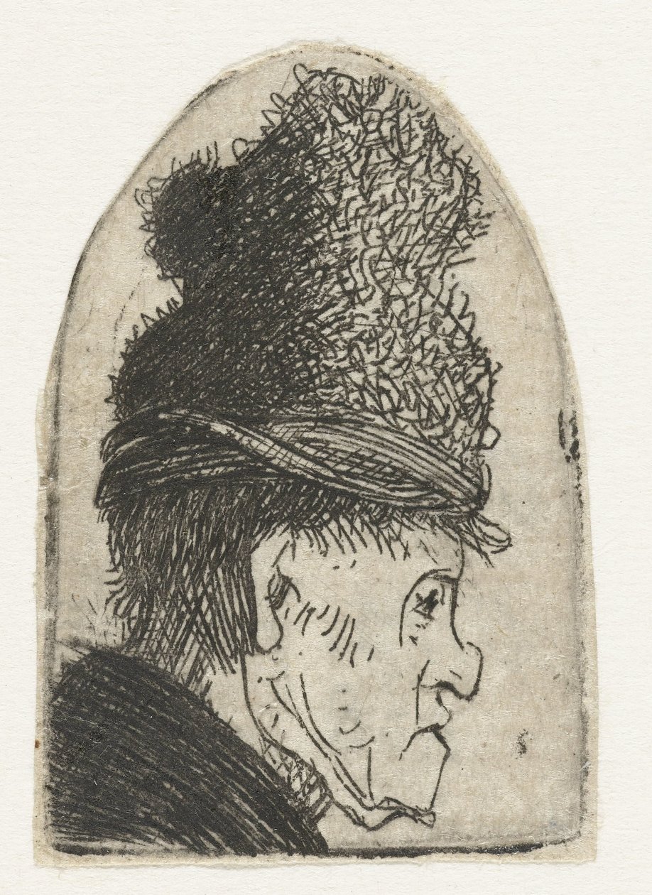 Şapkalı Bir Adamın Profili Grotesk profil: yüksek şapkalı adam by Rembrandt van Rijn
