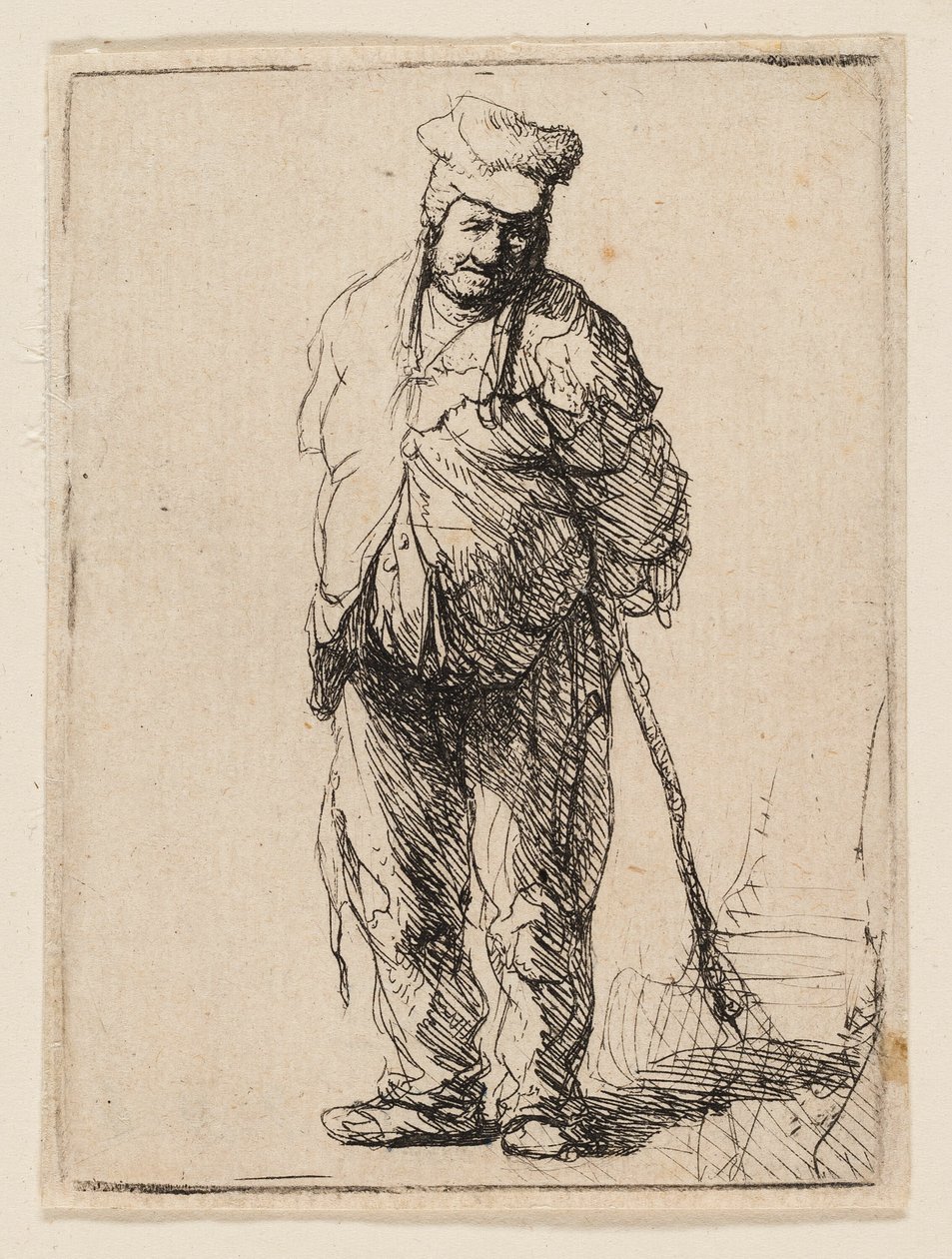 Elleri Arkasında Bir Sopa Tutarak Dağınık Köylü by Rembrandt van Rijn