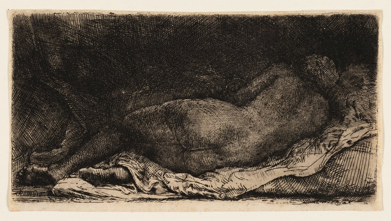 uzanmış kadın çıplak by Rembrandt van Rijn