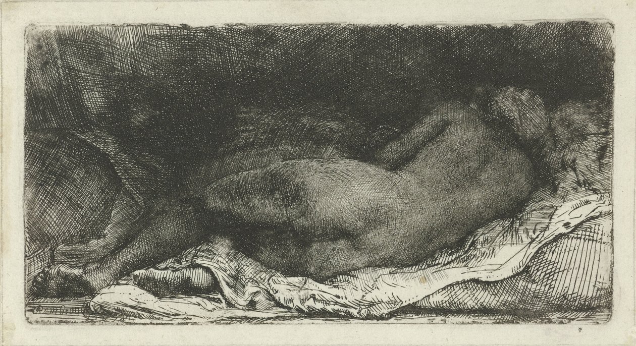 uzanmış kadın çıplak by Rembrandt van Rijn