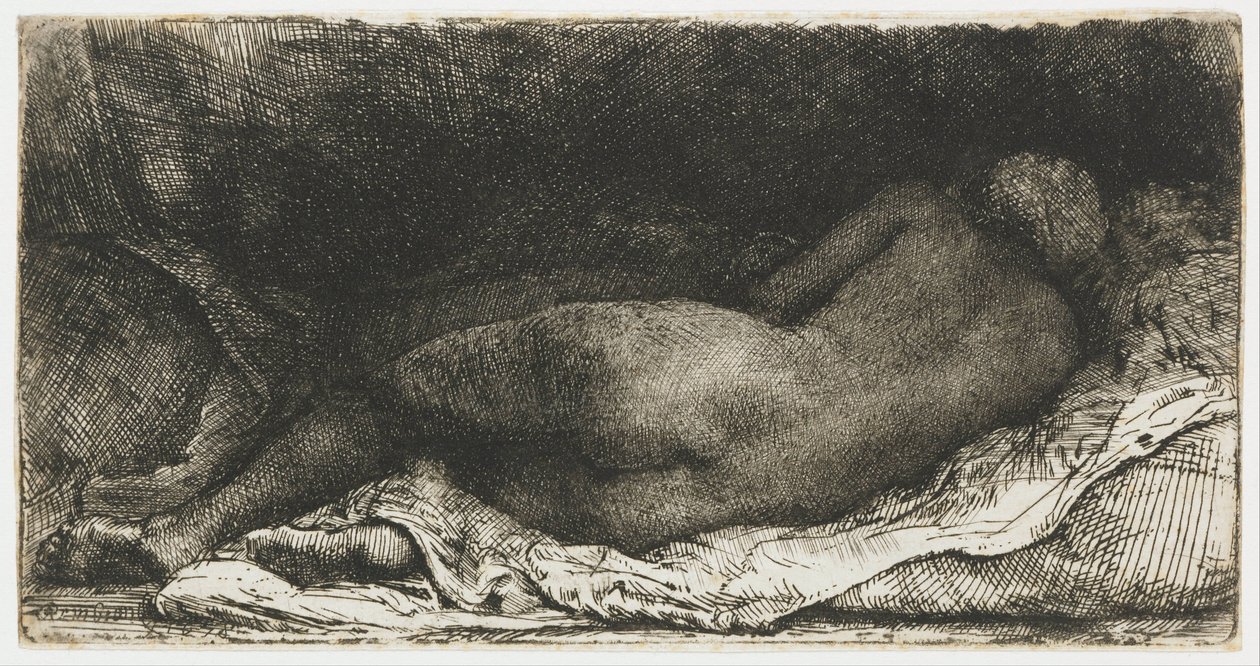 uzanmış kadın çıplak by Rembrandt van Rijn