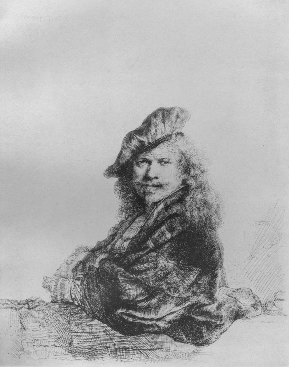 Taş Eşiğe Yaslanmış Rembrandt, 1639 by Rembrandt van Rijn