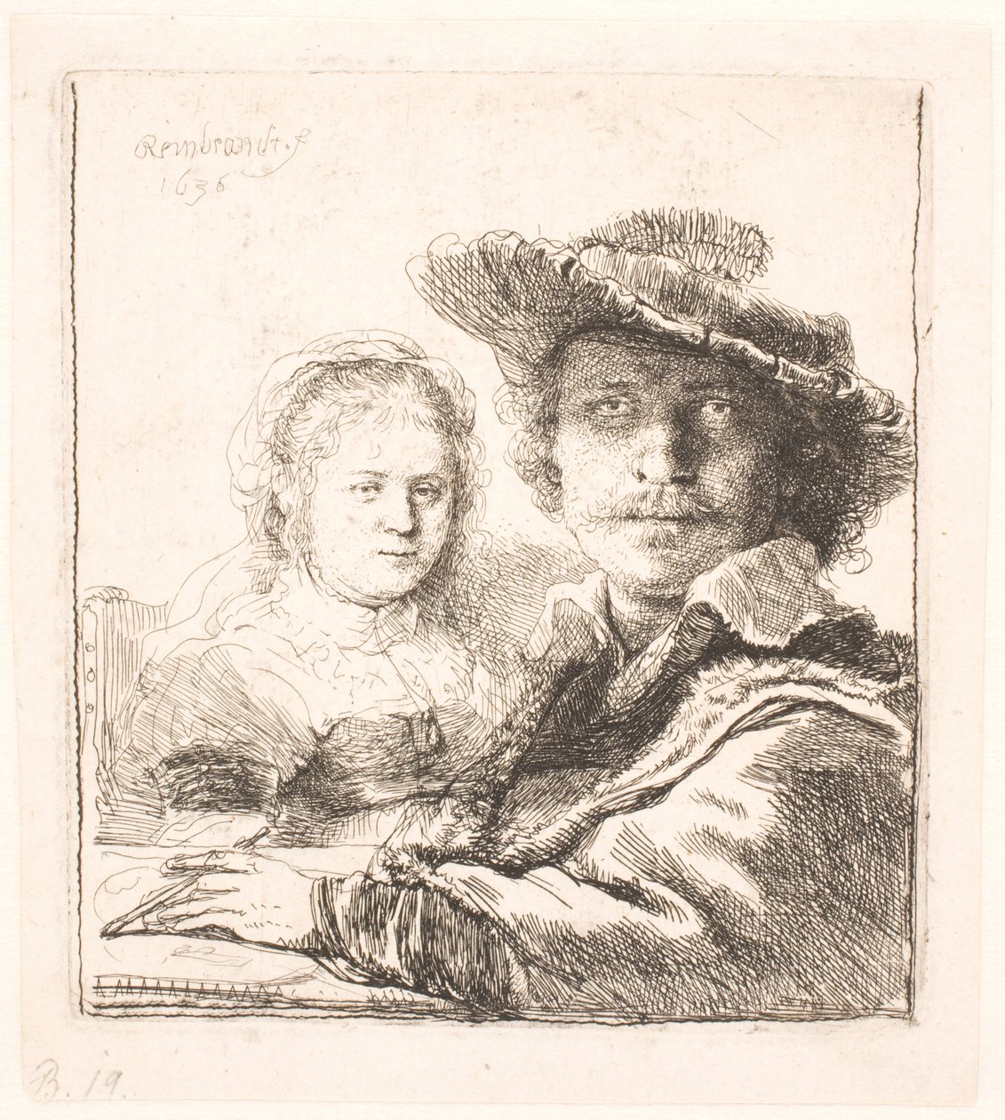 Rembrandt ve eşi Saskia: büstler by Rembrandt van Rijn