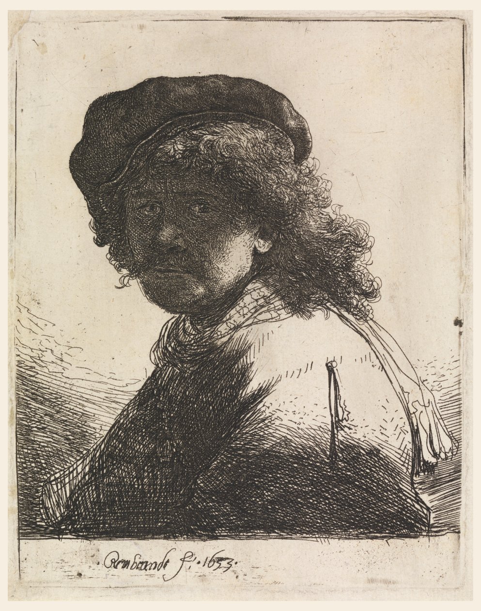 Şapka ve Eşarplı Rembrandt by Rembrandt van Rijn