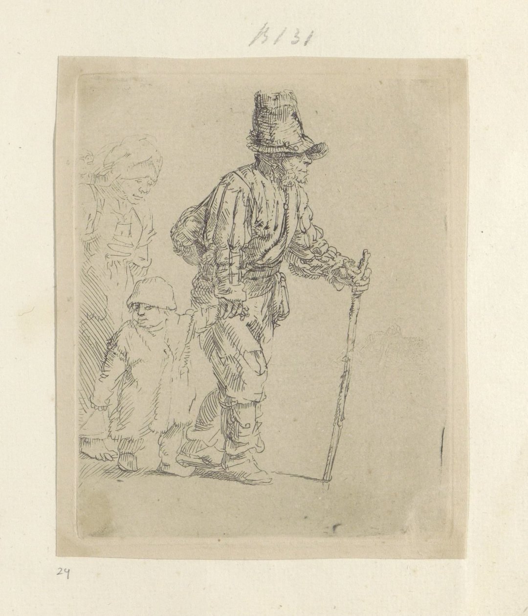 Rondtrekkende boerenfamilie Seksen beş orijinal baskının toplanması (seri başlığı) by Rembrandt van Rijn