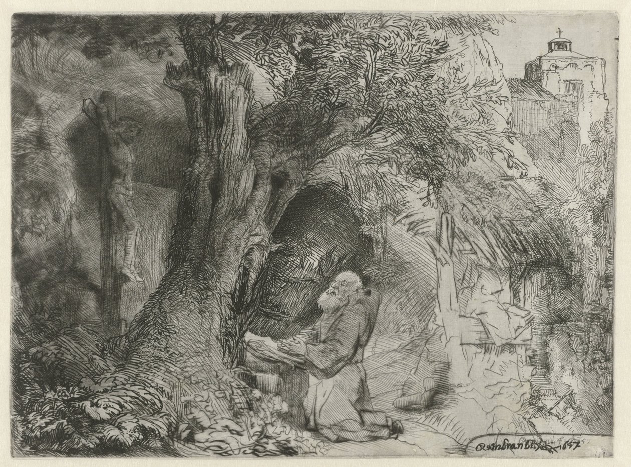 Aziz Francis Ağacın Altında Dua Ediyor Aziz Francis bir ağacın altında dua ediyor by Rembrandt van Rijn
