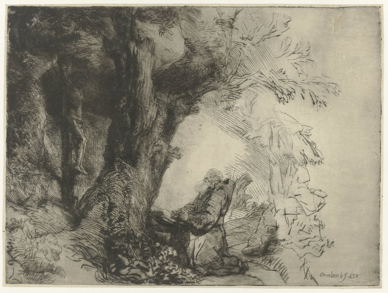 Bir Ağacın Altında Aziz Francis, Bir Ağacın Altında Dua Ediyor Aziz Francis by Rembrandt van Rijn