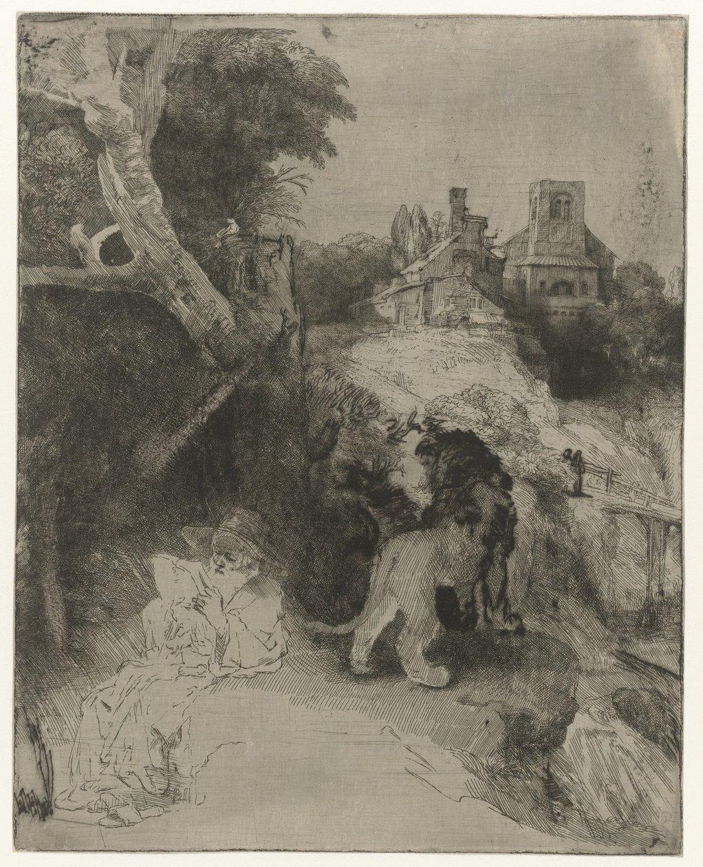Bir İtalyan Manzarasında Aziz Jerome Okuma St Jerome bir İtalyan manzarasında okuyor by Rembrandt van Rijn