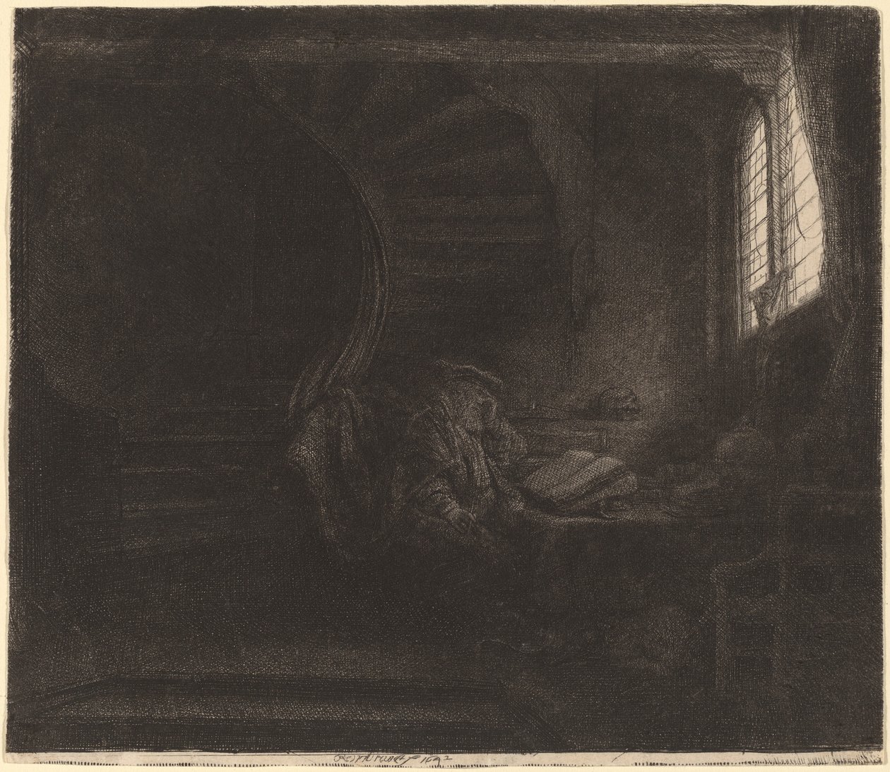 Karanlık Odada Aziz Jerome by Rembrandt van Rijn