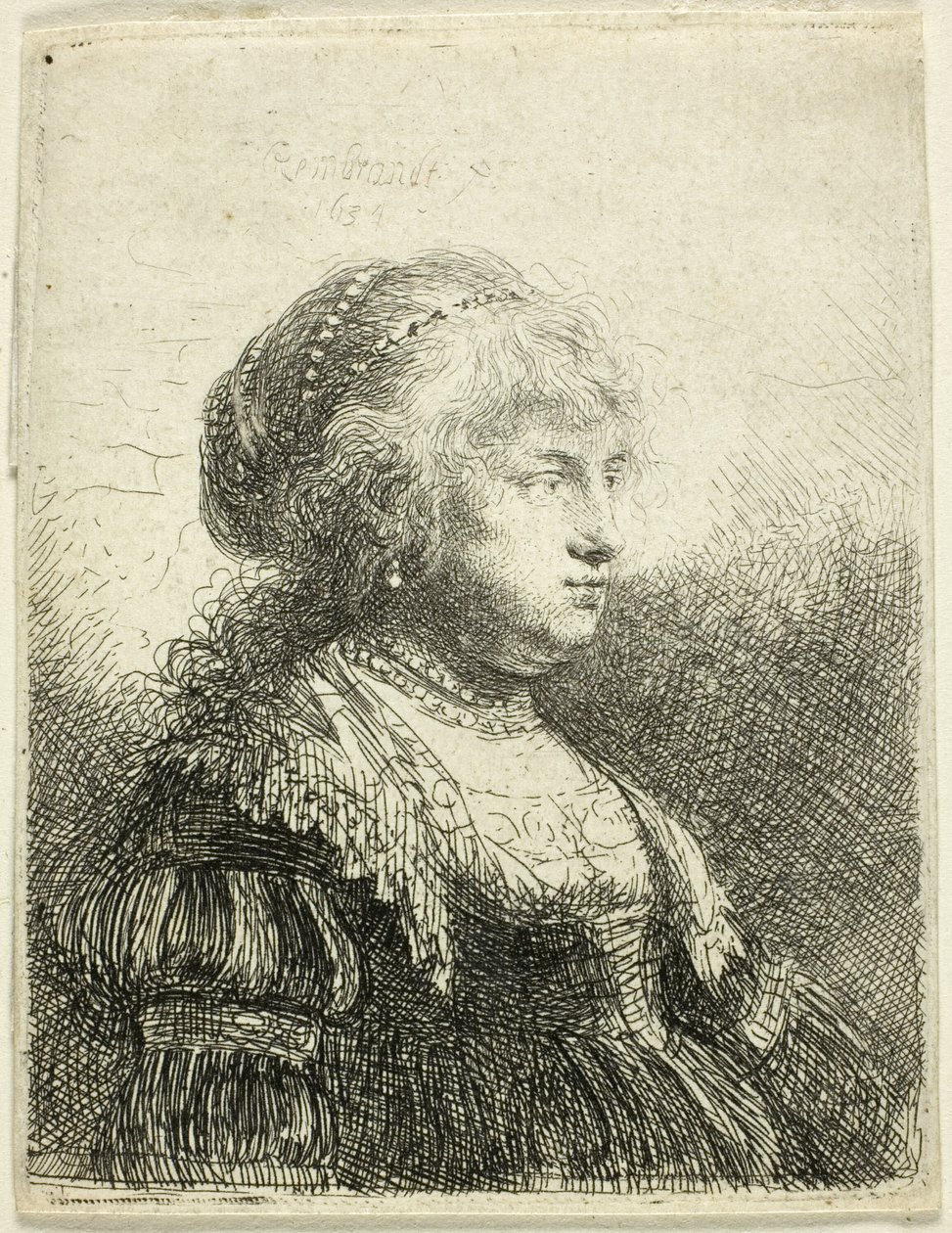 Saçında İncilerle Saskia by Rembrandt van Rijn