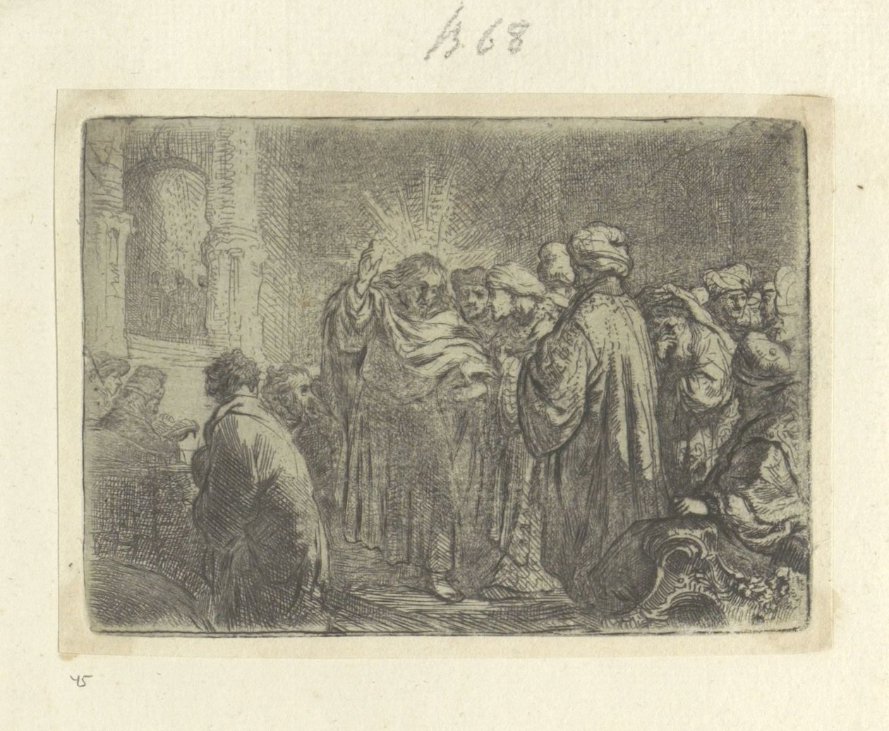 Schatpenning Seksen beş orijinal baskının toplanması (seri başlığı) by Rembrandt van Rijn