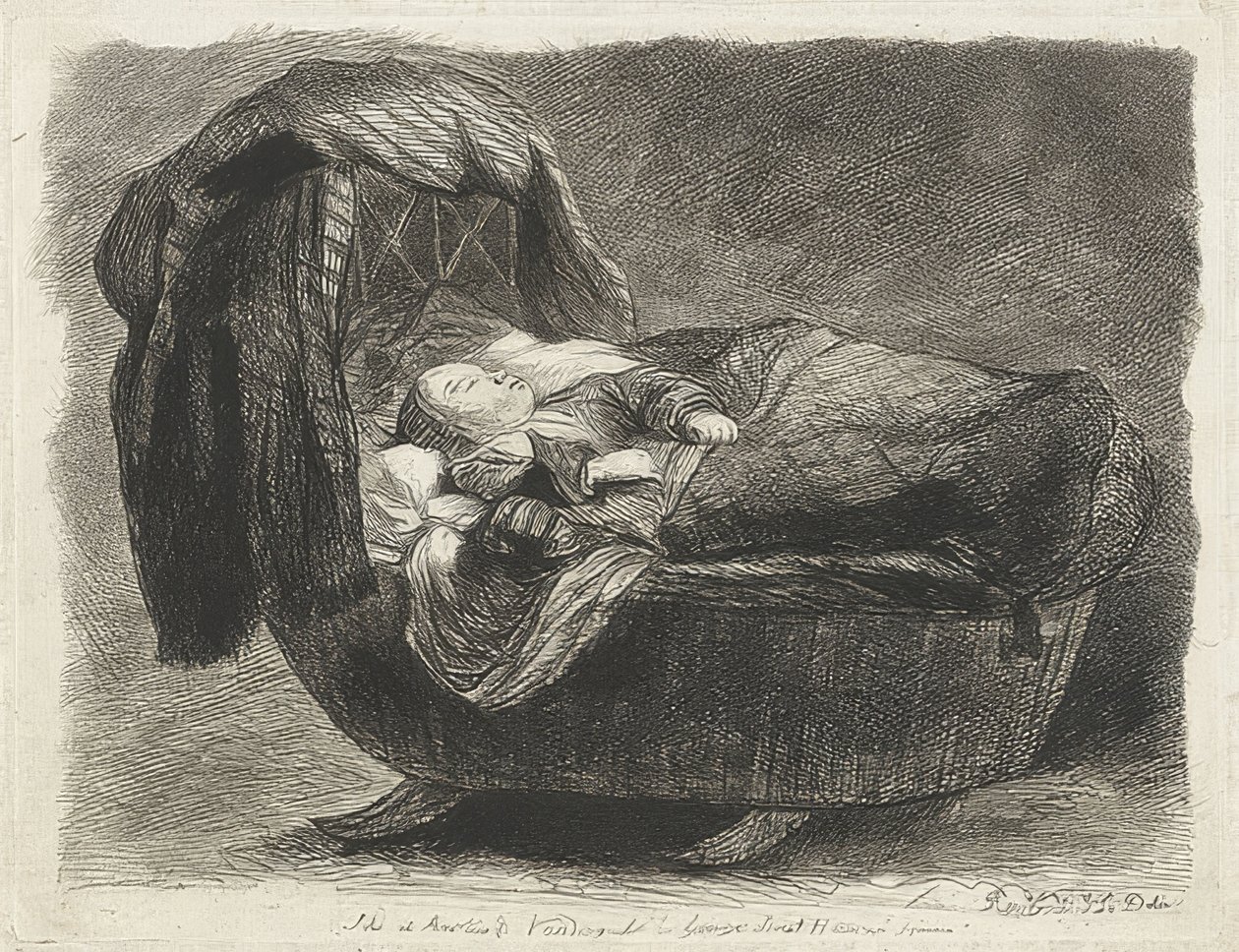 Beşikte uyuyan çocuk by Rembrandt van Rijn