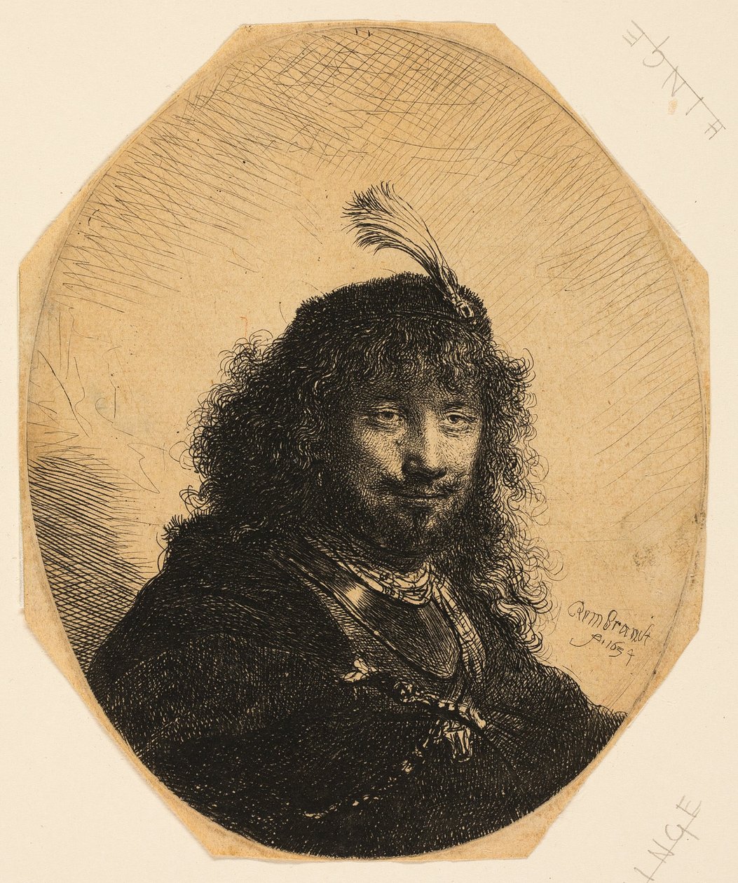 Tüylü Başlıklı ve Alçaltılmış Kılıçlı Otoportre (?) by Rembrandt van Rijn