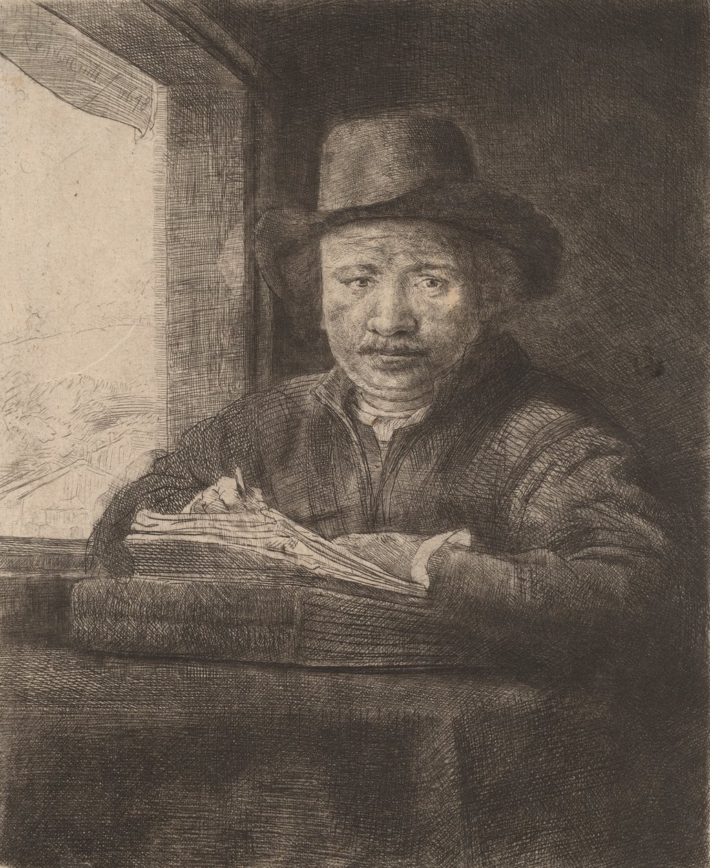Bir Pencerede Otoportre Çizimi, 1648. by Rembrandt van Rijn