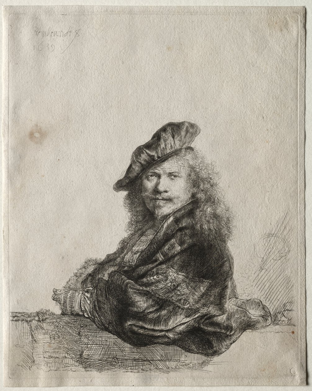 Taş Eşiğe Yaslanmış Otoportre by Rembrandt van Rijn