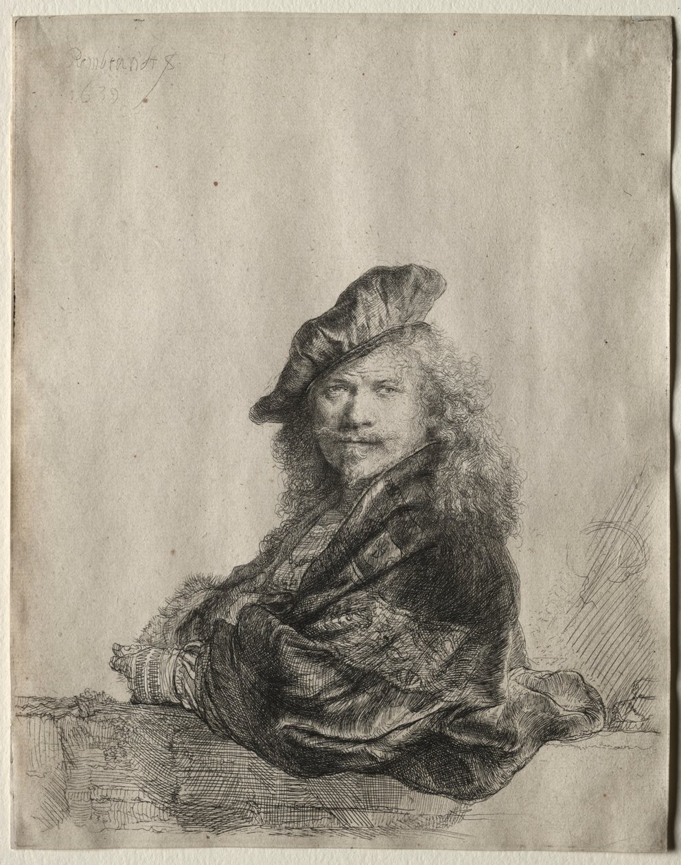 Taş Eşiğe Yaslanmış Otoportre, 1639. by Rembrandt van Rijn
