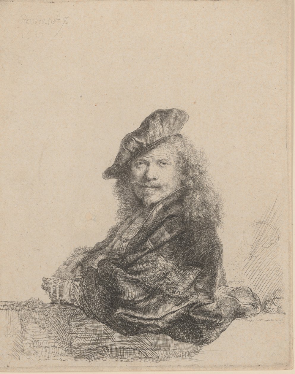 Taş Pervaza Yaslanmış Otoportre, 1639., 1639. by Rembrandt van Rijn