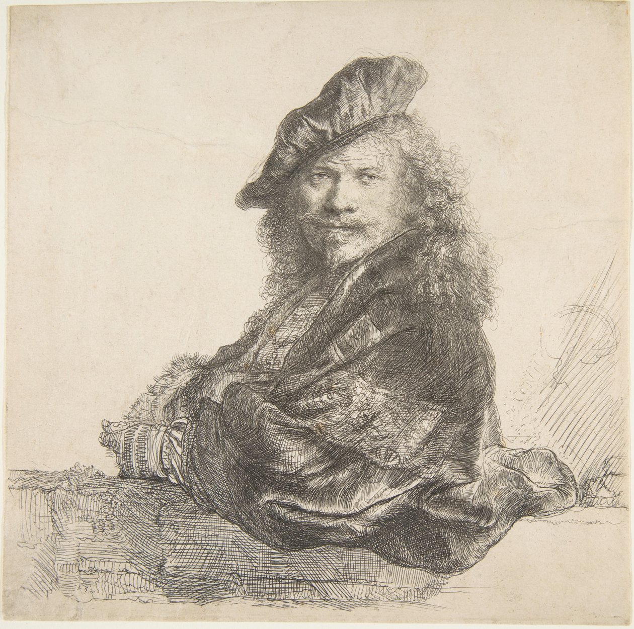 Taş Duvara Yaslanmış Otoportre, 1639. by Rembrandt van Rijn