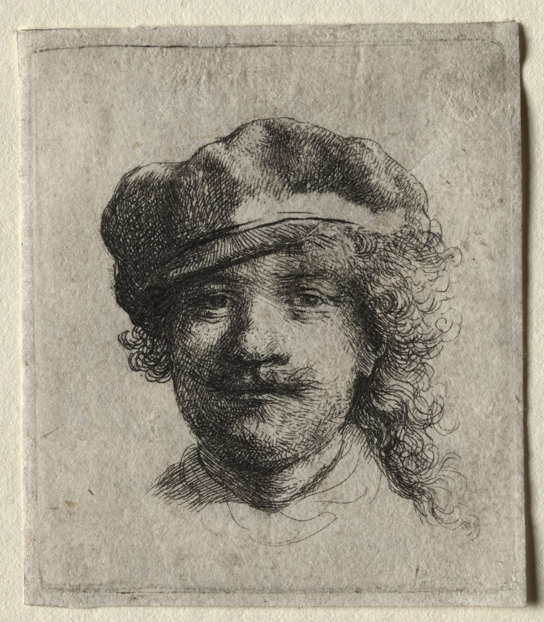 Yumuşak Başlıklı Otoportre: Tam Yüz, Yalnızca Baş, c. 1634. by Rembrandt van Rijn