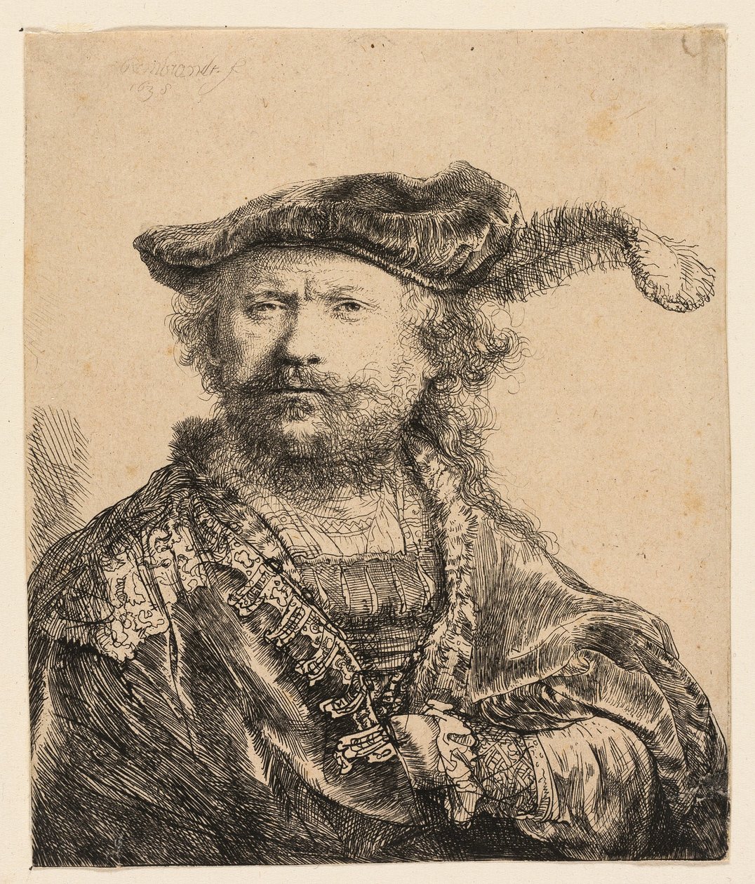 Tüylü Kadife Şapkalı Otoportre by Rembrandt van Rijn