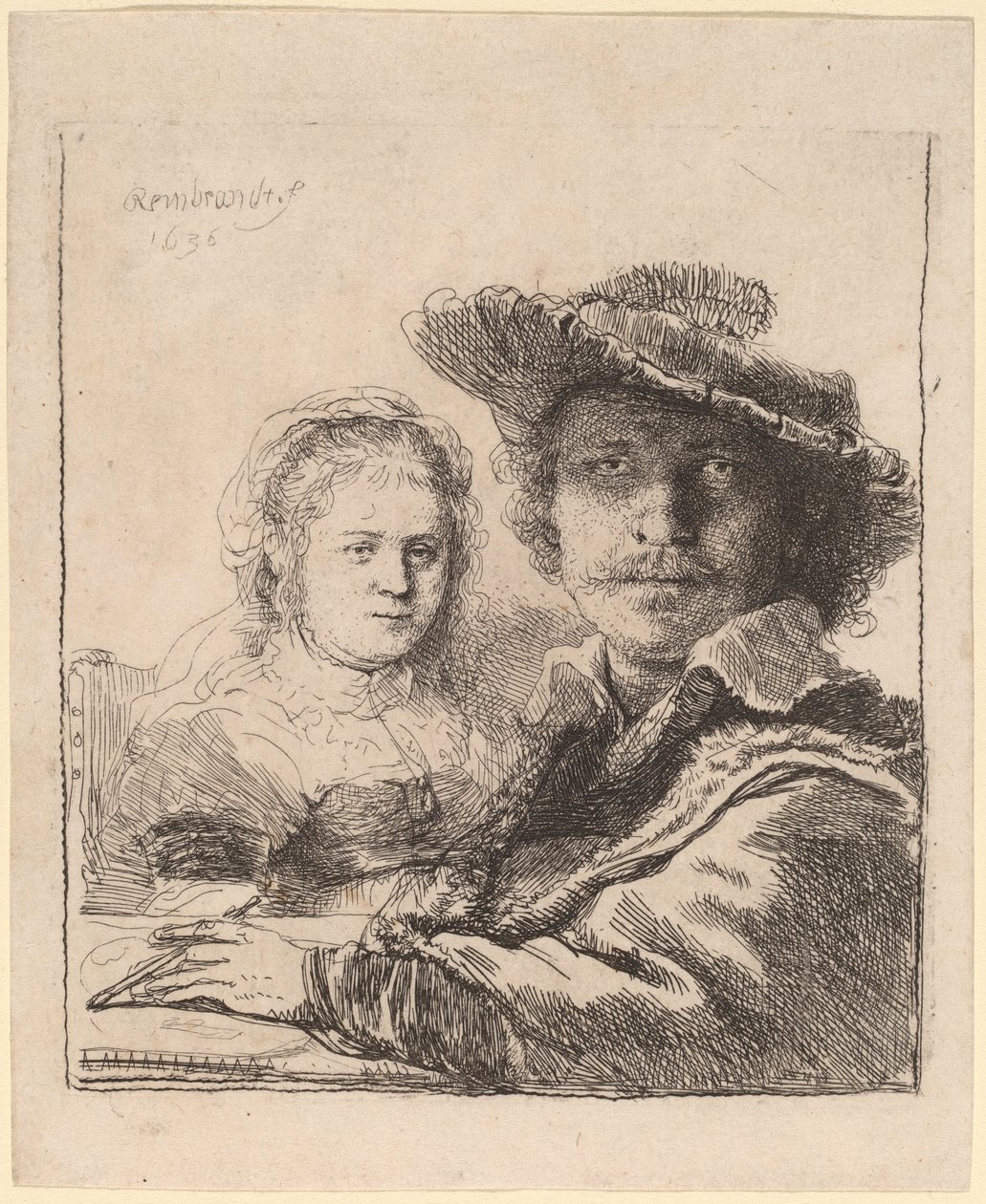 Saskia ile Otoportre by Rembrandt van Rijn