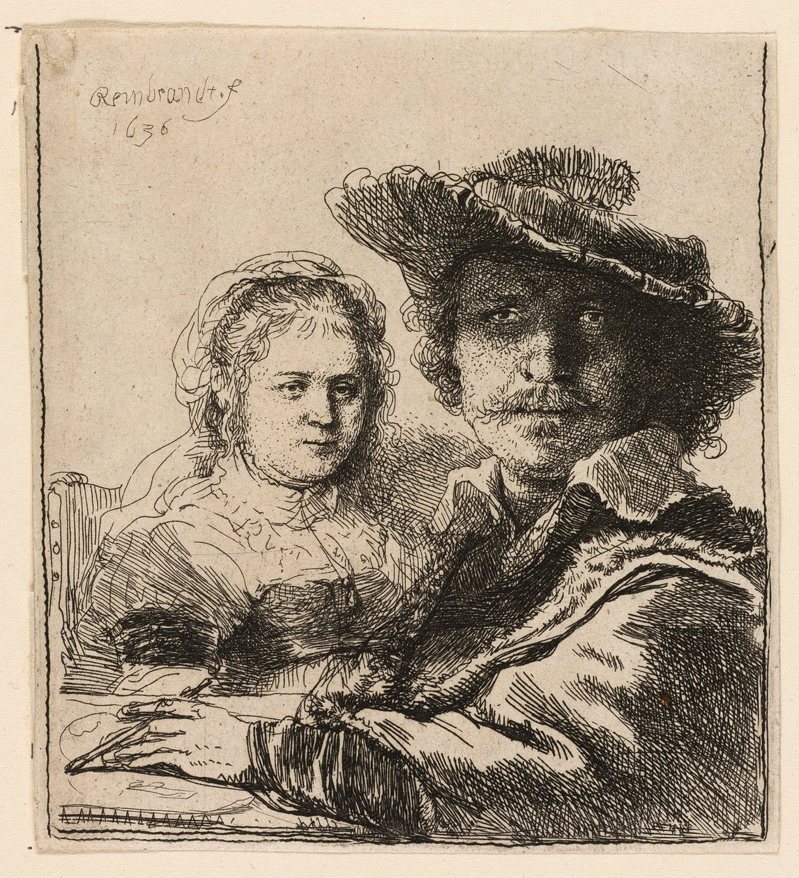 Saskia ile Otoportre by Rembrandt van Rijn
