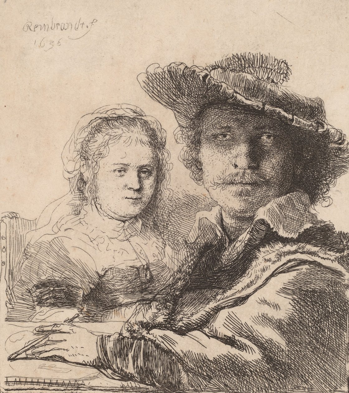 Saskia ile Otoportre, 1636. by Rembrandt van Rijn
