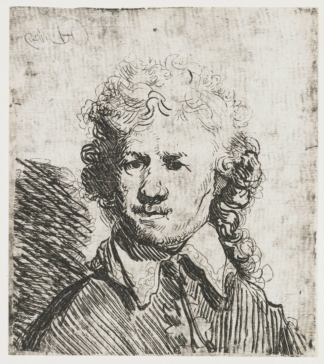 Otoportre, Çıplak başlı Otoportre çıplak başlı: büst, kabaca kazınmış by Rembrandt van Rijn