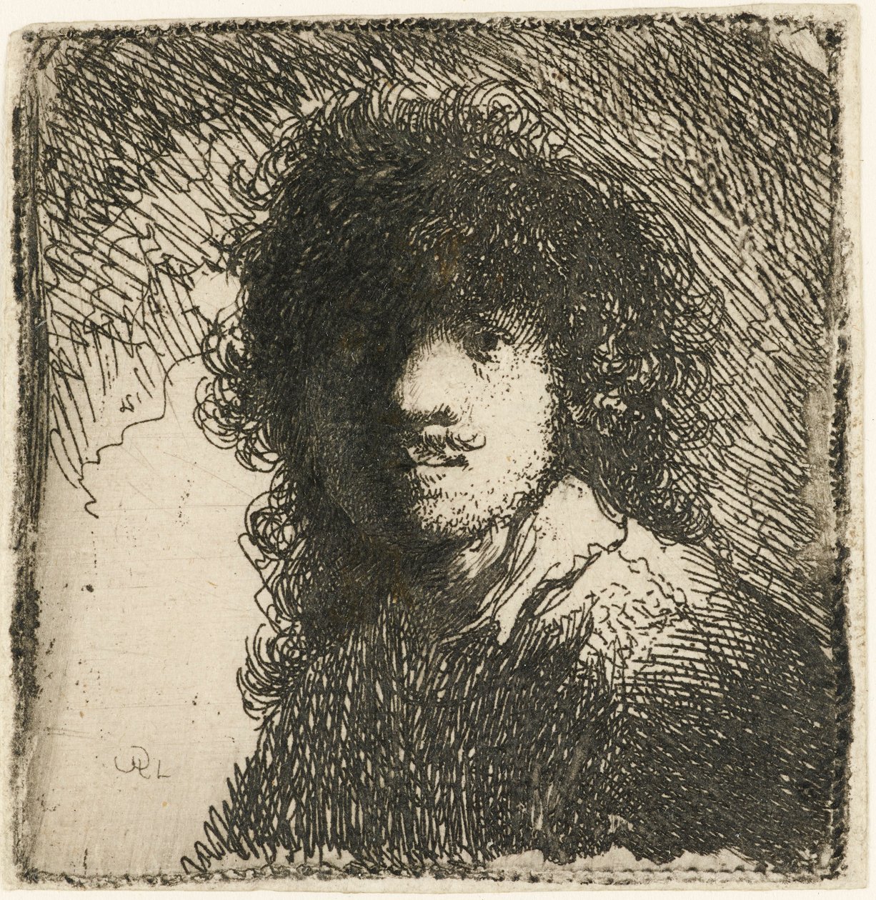 Çıplak başlı otoportre: büst, c.1629. by Rembrandt van Rijn