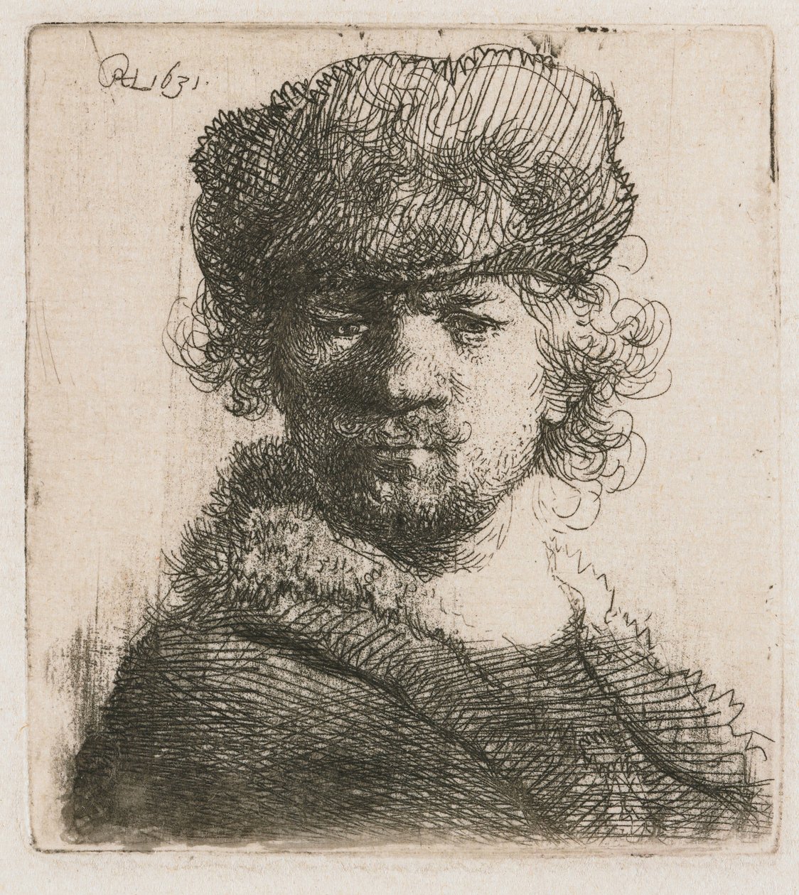 Ağır Kürk Şapkalı Otoportre Ağır Kürklü Şapkalı Otoportre: büst by Rembrandt van Rijn