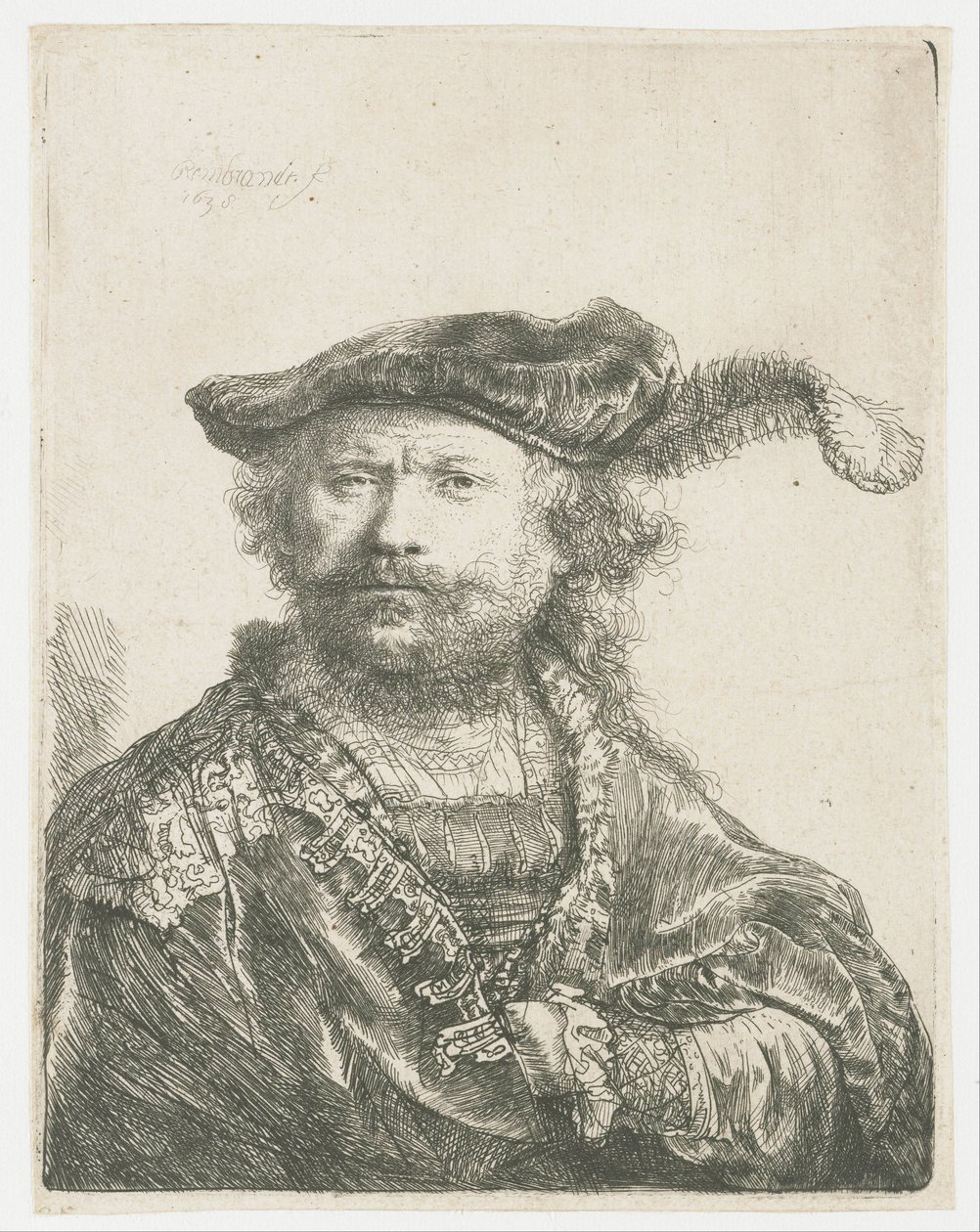 Tüylü Kadife Şapkalı Otoportre Tüylü kadife şapkalı otoportre by Rembrandt van Rijn