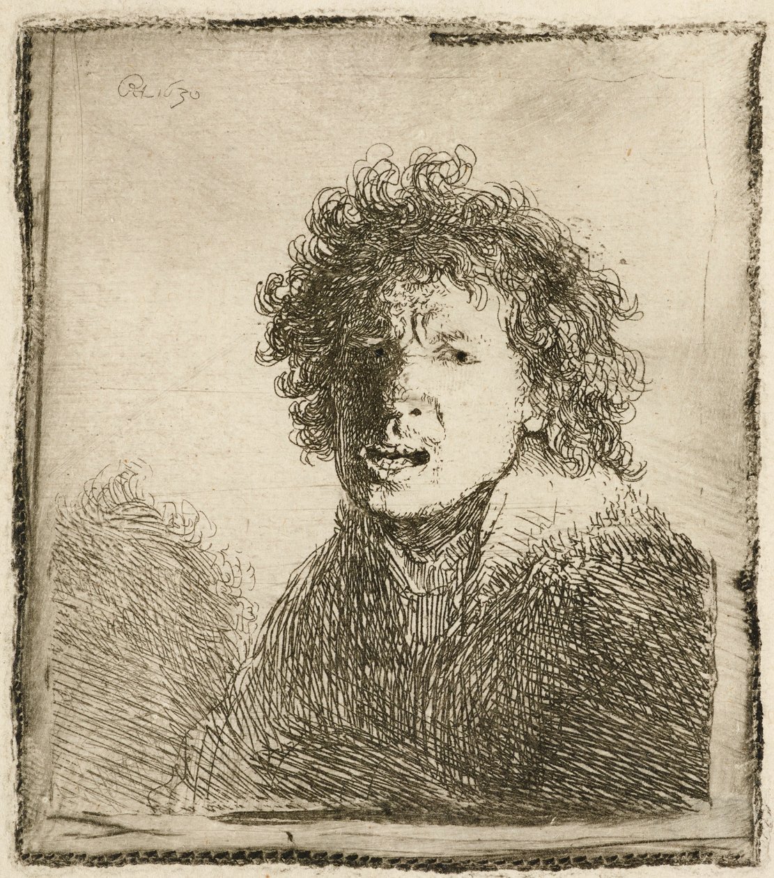 Otoportre ağzı açık, sanki bağırıyormuş gibi: büst, 1630. by Rembrandt van Rijn