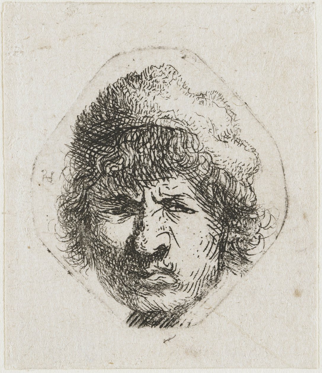 Otoportre kaşlarını çatarak, yaklaşık 1631. by Rembrandt van Rijn