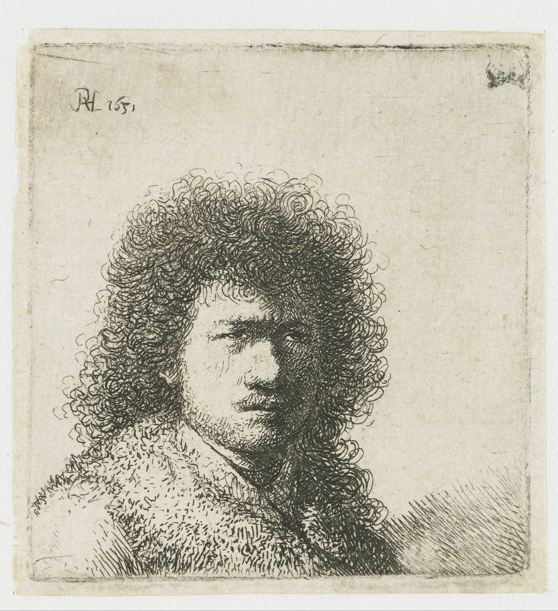 Gür saçlı otoportre: büstü by Rembrandt van Rijn
