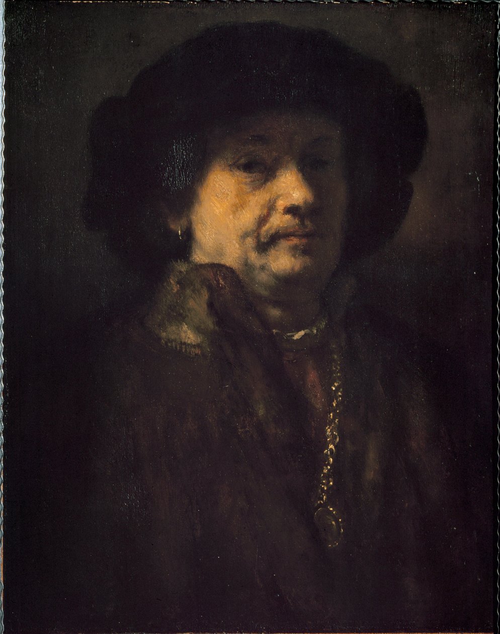 Küpeli ve altın zincirli otoportre (Resim by Rembrandt van Rijn