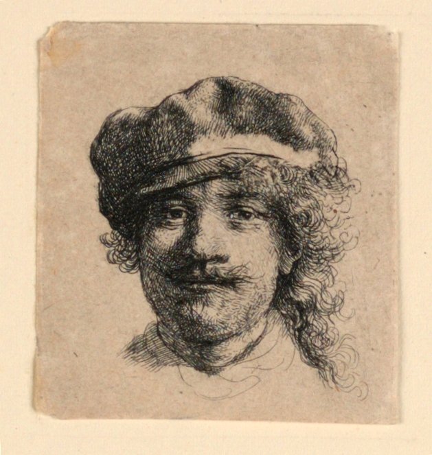 Yumuşak Başlıklı Otoportre: Tam Yüz, Yalnızca Baş by Rembrandt van Rijn
