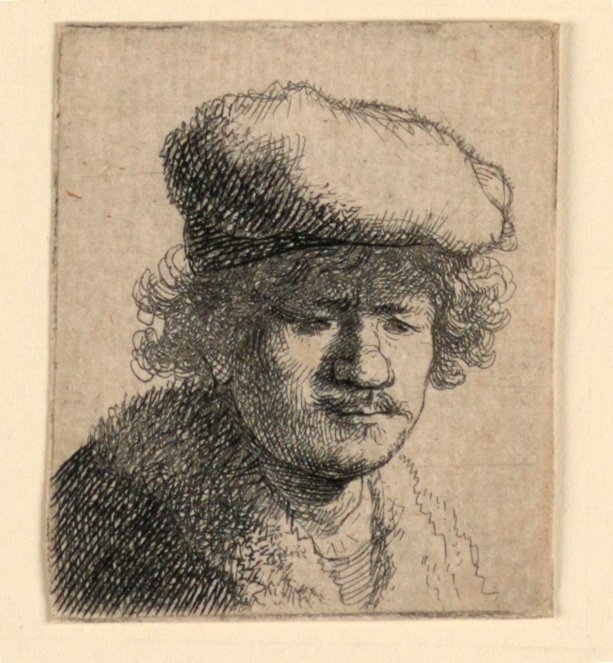 Öne Çekilmiş Kapaklı Otoportre by Rembrandt van Rijn