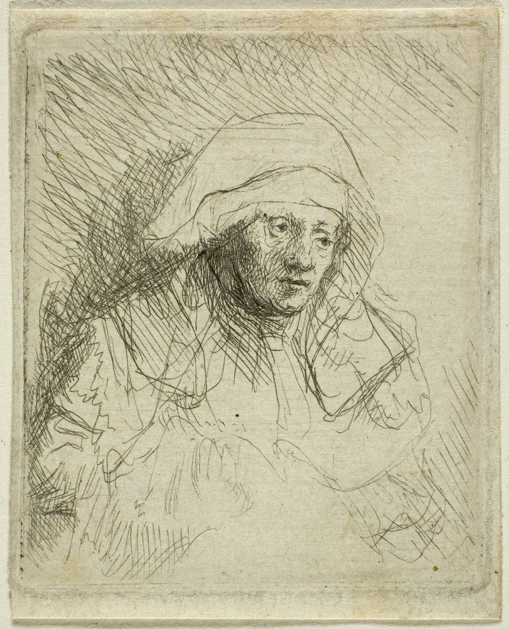 Büyük Beyaz Başlıklı Hasta Kadın (Saskia) by Rembrandt van Rijn