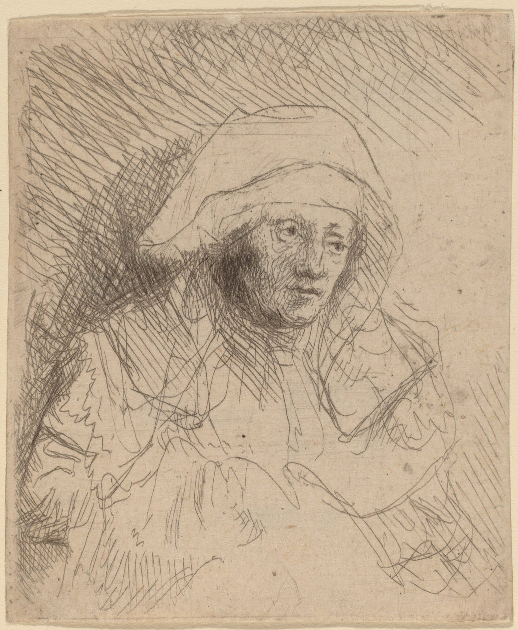 Büyük Beyaz Başlıklı Hasta Kadın Saskia, c. 16411642. by Rembrandt van Rijn