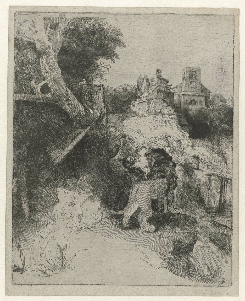 Aziz Jerome İtalyan Manzarasında Okumak St Jerome İtalyan Manzarasında Okumak by Rembrandt van Rijn